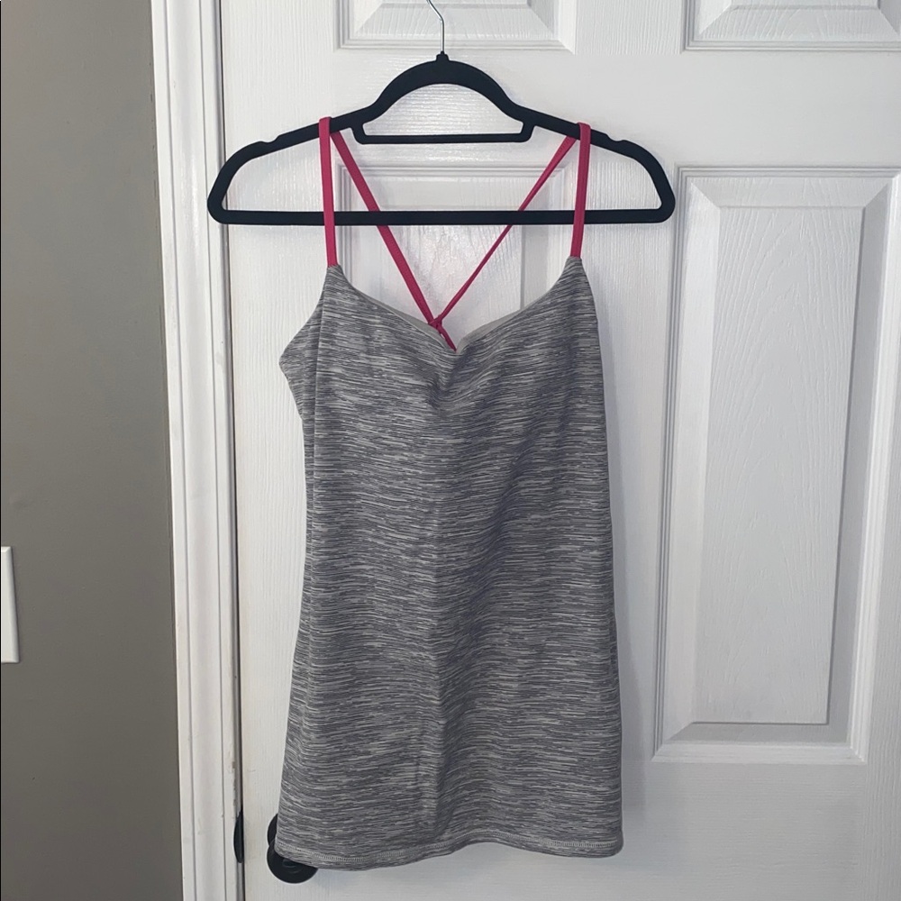 Lululemon Womens Gray and Pink Strappy Tank Top